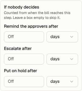 The If nobody decides settings on an Approval step