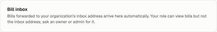 What a viewer sees on the Bill inbox page