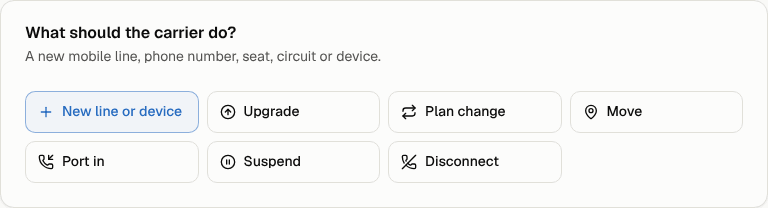 Request a change: pick what the carrier should do