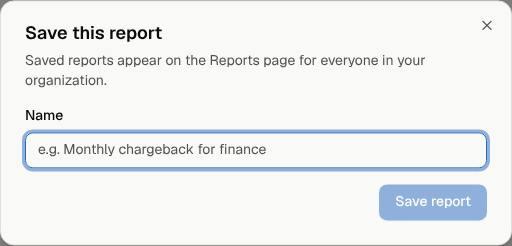 The Save this report dialog asking for a name